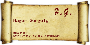 Hager Gergely névjegykártya